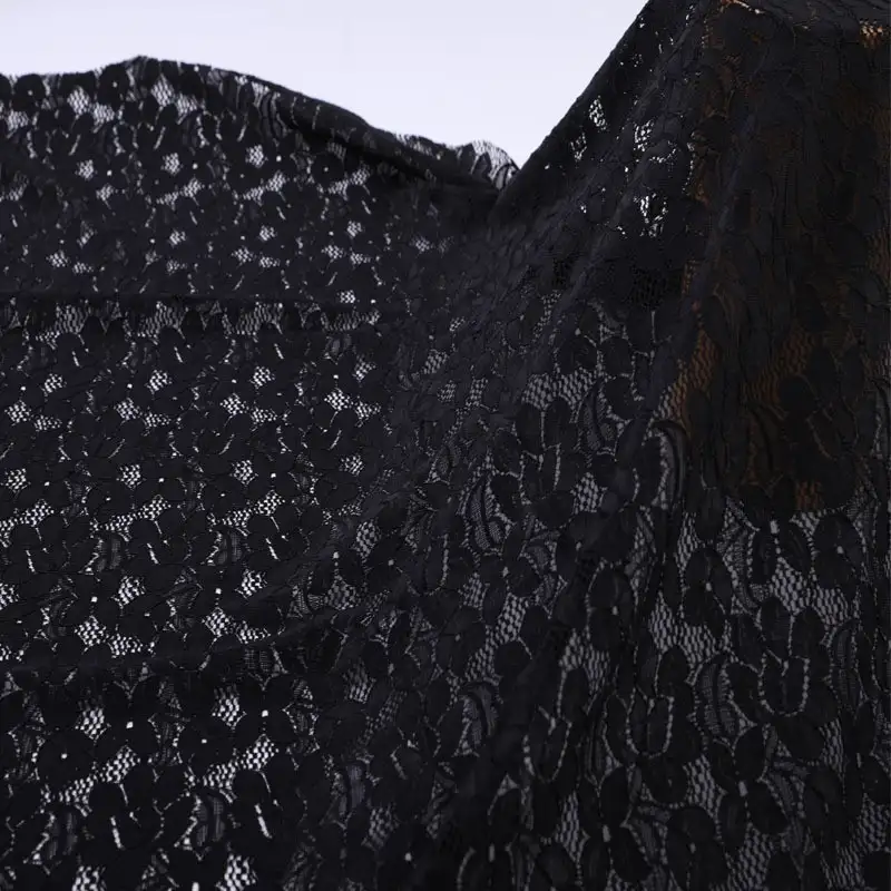 China Fabric for Polo Shirt,Blouse,Skirt,Shirt Long Sleeve Zipper ,Skirt  Lace Knit Fabric Cotton Nylon Spandex black color buy from China wholesaler bulk order at wholesale price free worldwide shipping Alibaba
