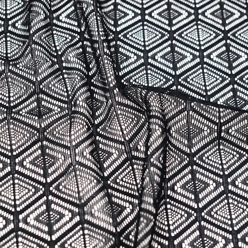 China Fabric for Blouse,Skirt,Shirt Long Sleeve Zipper ,Dresses (Cardigan Button) ,Skirt  Lace Knit Fabric Nylon Spandex black color buy from China wholesaler bulk order at wholesale price free worldwide shipping Alibaba