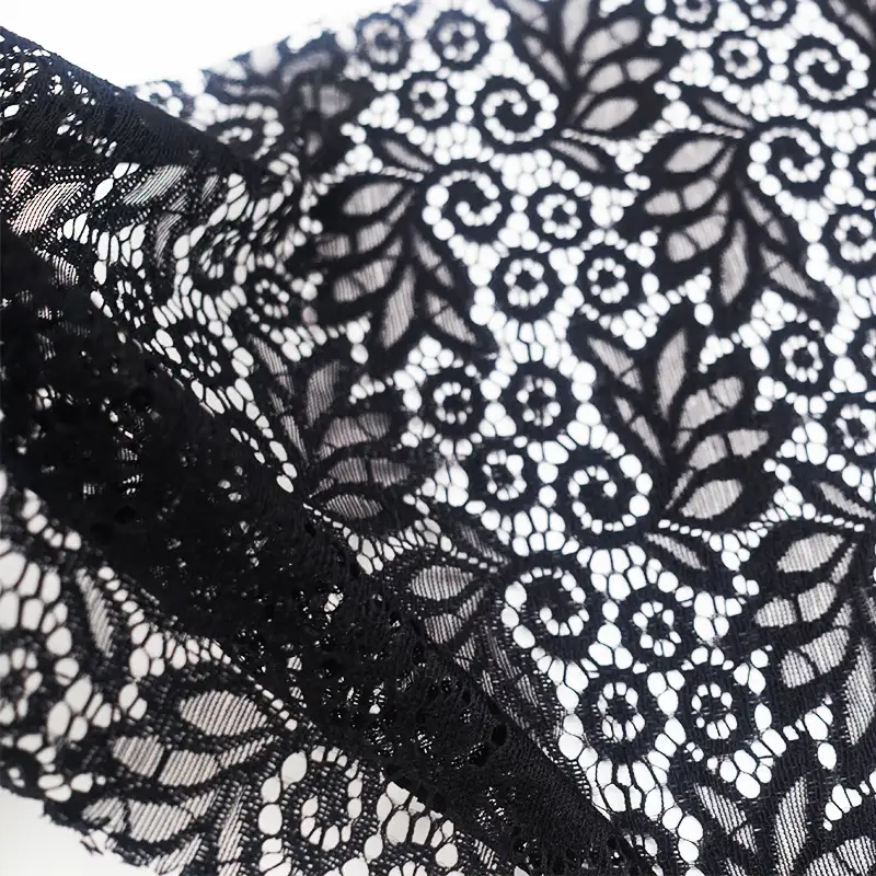 China Fabric for Blouse,Shirt Long Sleeve Button ,Dresses (Cardigan Button) ,Skirt  Lace Knit Fabric Nylon Spandex black color buy from China wholesaler bulk order at wholesale price free worldwide shipping Alibaba