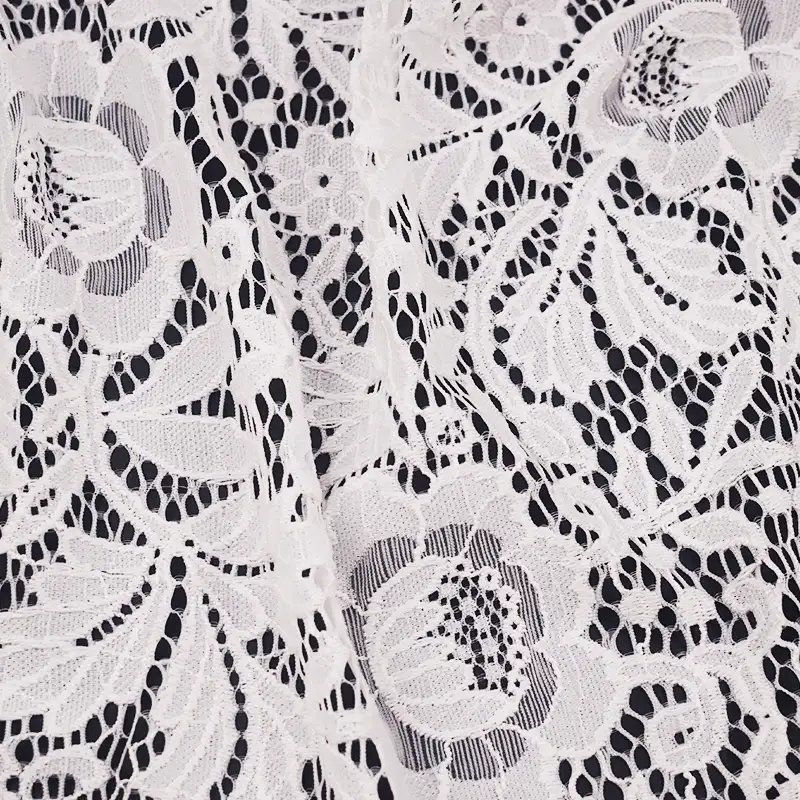 China Fabric for Blouse,Skirt,Shirt Long Sleeve Button ,Polo T-shirt ,Dresses (Cardigan Button)  Lace Knit Fabric Nylon Spandex white color buy from China wholesaler bulk order at wholesale price free worldwide shipping Alibaba