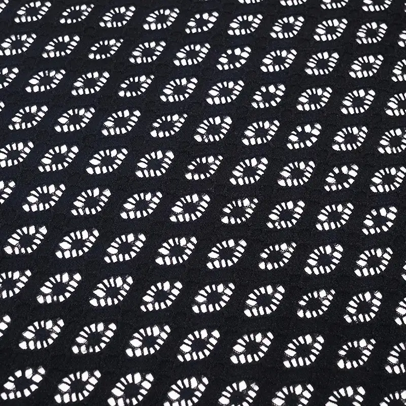China Fabric for Blouse,Shirt Half Sleeve Button ,Dresses (Cardigan Open) ,Skirt  Lace Knit Fabric Nylon Spandex black color buy from China wholesaler bulk order at wholesale price free worldwide shipping Alibaba