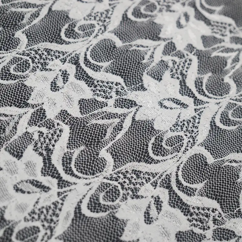 China Fabric for Blouse,Skirt,Shirt Long Sleeve Button ,Dresses (Cardigan Button) ,Skirt  Lace Knit Fabric Nylon Spandex white color buy from China wholesaler bulk order at wholesale price free worldwide shipping Alibaba
