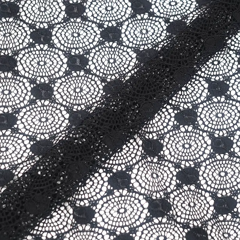 China Fabric for Shirt,Shirt Long Sleeve Zipper ,Dresses (Cardigan Open) ,Skirt  Lace Knit Fabric Nylon Spandex black color buy from China wholesaler bulk order at wholesale price free worldwide shipping Alibaba
