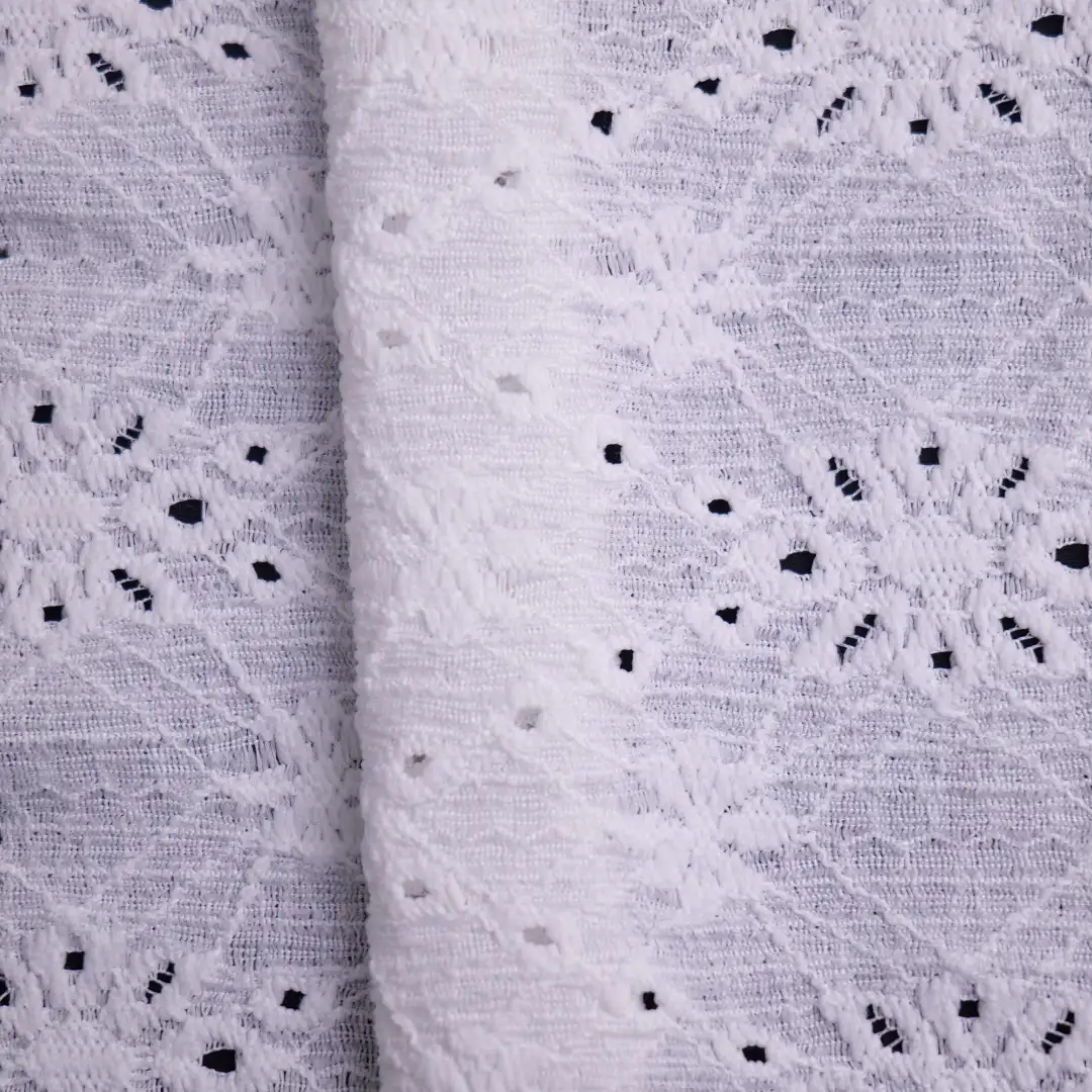 China Fabric for Blouse,Skirt,Shirt Long Sleeve Button ,Skirt  Lace Knit Fabric Polyester Spandex white color buy from China wholesaler bulk order at wholesale price free worldwide shipping Alibaba