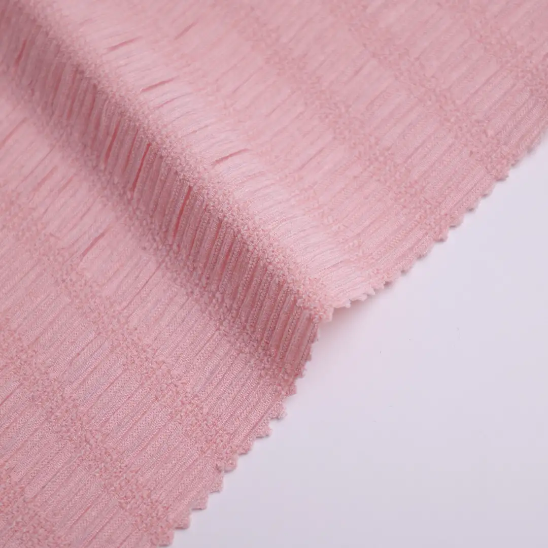 China Fabric for Polo Shirt,Blouse,Dresses (Cardigan Button) ,Skirt  Lace Knit Fabric Polyester Spandex pink color buy from China wholesaler bulk order at wholesale price free worldwide shipping Alibaba