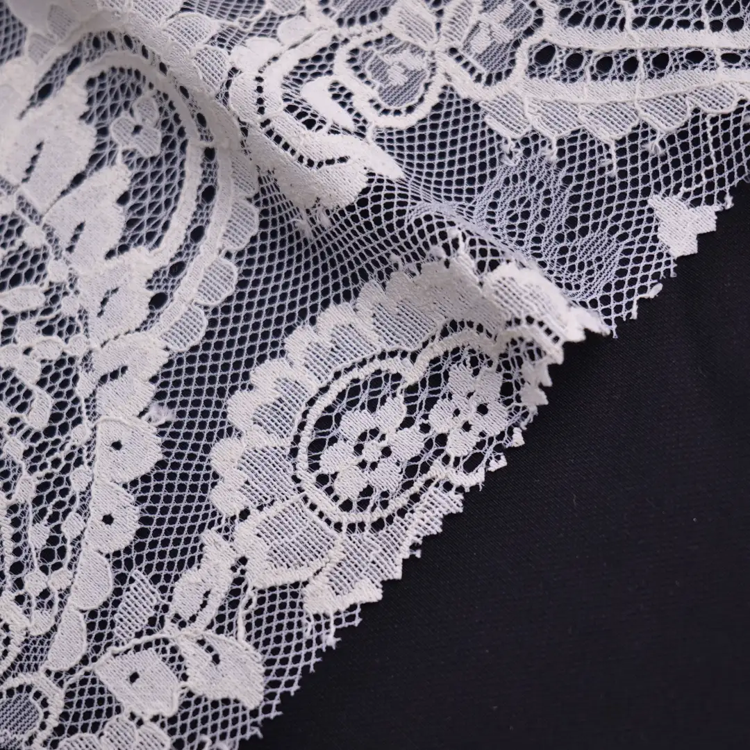 China Fabric for Blouse,Skirt,Shirt Long Sleeve Zipper ,Dresses (Pullover)  Lace Knit Fabric Cotton Nylon white color buy from China wholesaler bulk order at wholesale price free worldwide shipping Alibaba