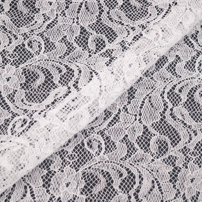 China Fabric for Blouse,Skirt,Shirt Long Sleeve Button ,Skirt  Lace Knit Fabric Nylon Spandex white color buy from China wholesaler bulk order at wholesale price free worldwide shipping Alibaba