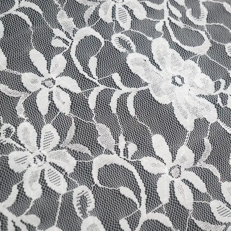 China Fabric for Blouse,Skirt,Shirt Long Sleeve Button ,Dresses (Cardigan Button) ,Skirt  Lace Knit Fabric Nylon Spandex white color buy from China wholesaler bulk order at wholesale price free worldwide shipping Alibaba