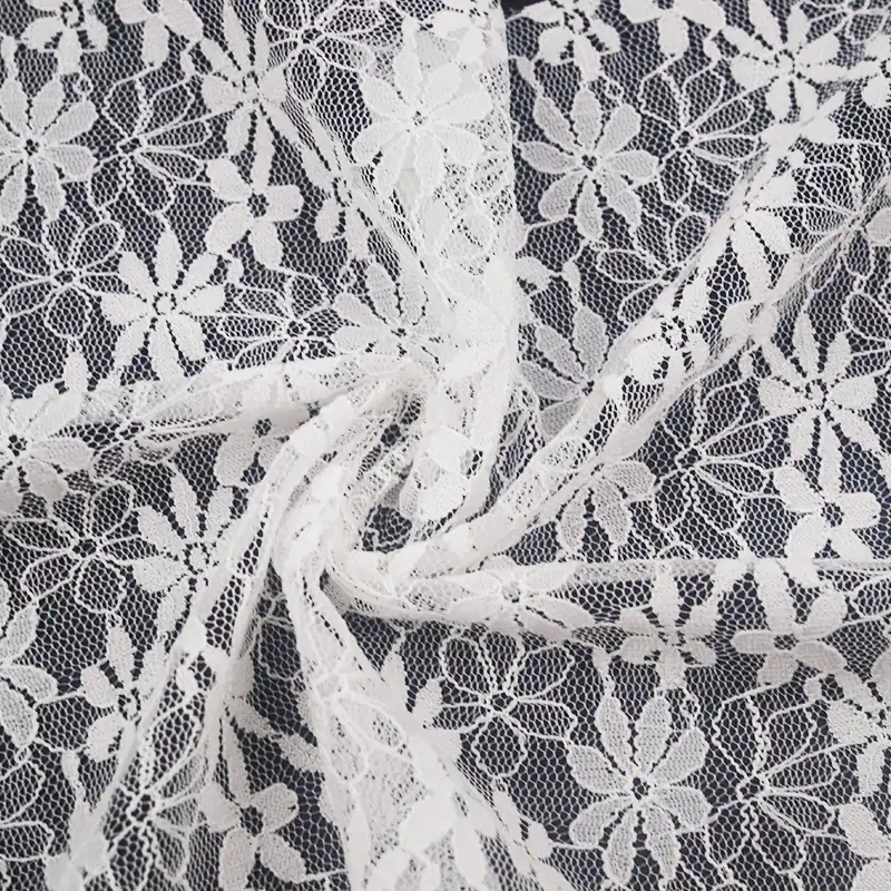 China Fabric for Blouse,Skirt,Shirt Long Sleeve Button ,Dresses (Pullover) ,Skirt  Lace Knit Fabric Nylon Spandex white color buy from China wholesaler bulk order at wholesale price free worldwide shipping Alibaba