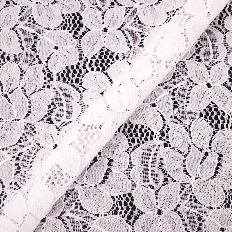 China Fabric for Blouse,Skirt,Shirt Long Sleeve Button ,Skirt  Lace Knit Fabric Nylon Spandex white color buy from China wholesaler bulk order at wholesale price free worldwide shipping Alibaba