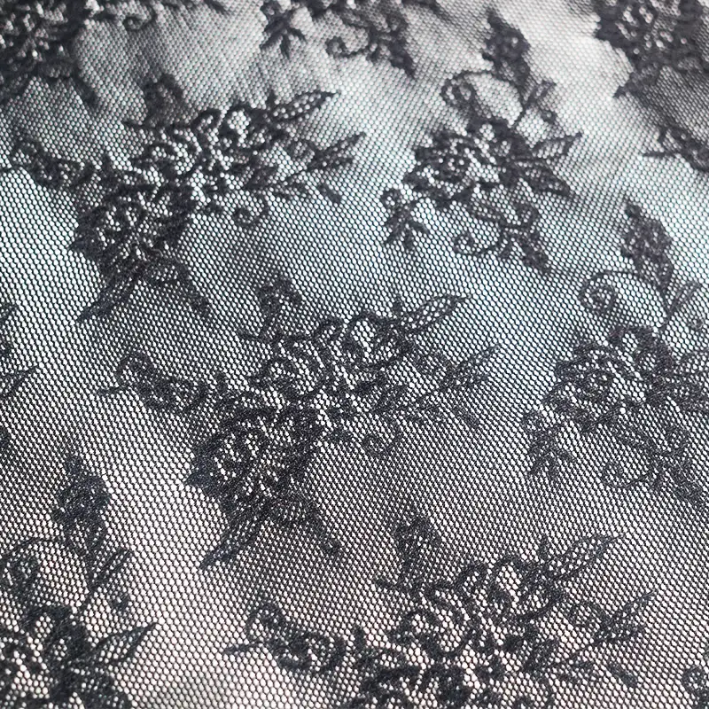 China Fabric for Blouse,Skirt,Shirt Long Sleeve Button ,Dresses (Cardigan Button)  Lace Knit Fabric Nylon Spandex black color buy from China wholesaler bulk order at wholesale price free worldwide shipping Alibaba