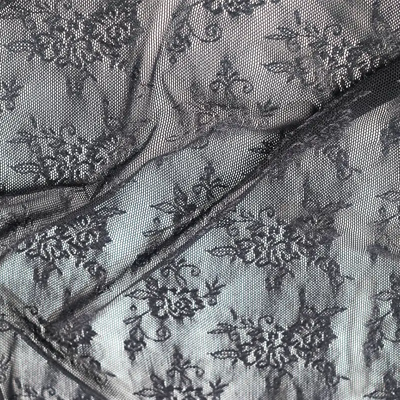 China Fabric for Blouse,Skirt,Shirt Long Sleeve Button ,Dresses (Cardigan Button)  Lace Knit Fabric Nylon Spandex black color buy from China wholesaler bulk order at wholesale price free worldwide shipping Alibaba