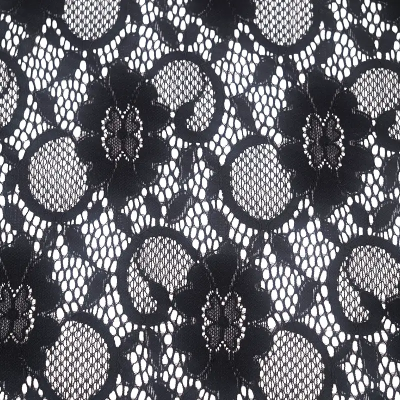 China Fabric for Blouse,Skirt,Shirt Half Sleeve Button  Lace Knit Fabric Nylon Spandex black color buy from China wholesaler bulk order at wholesale price free worldwide shipping Alibaba