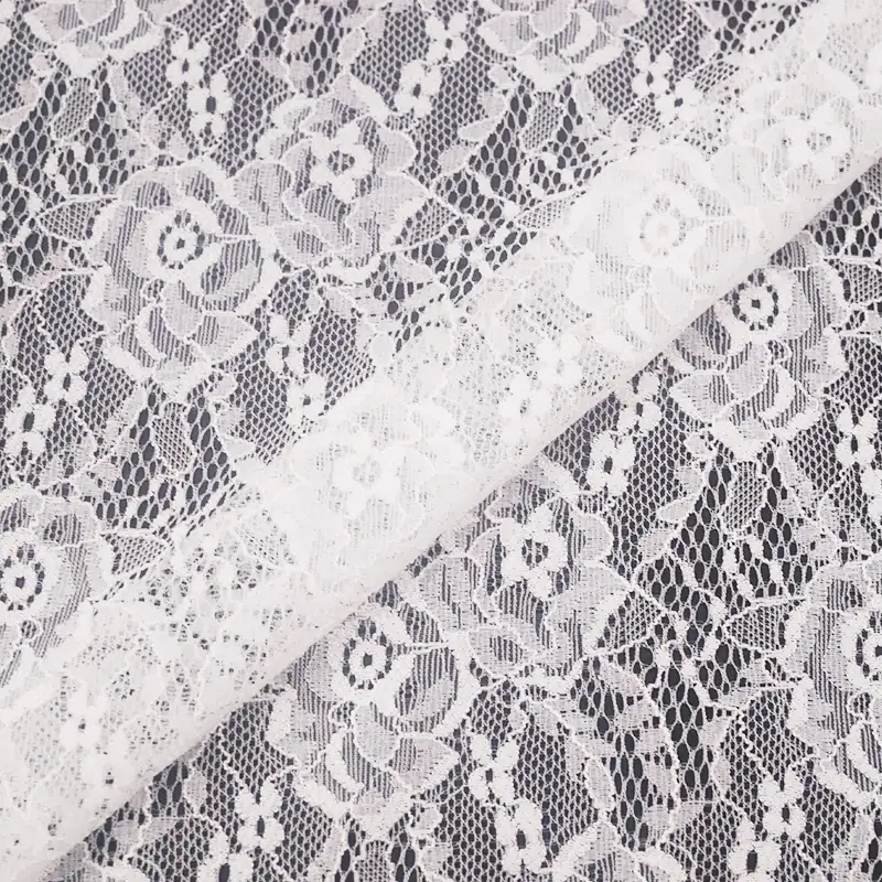 China Fabric for Blouse,Skirt,Shirt Long Sleeve Button ,Dresses (Cardigan Button)  Lace Knit Fabric Nylon Spandex white color buy from China wholesaler bulk order at wholesale price free worldwide shipping Alibaba