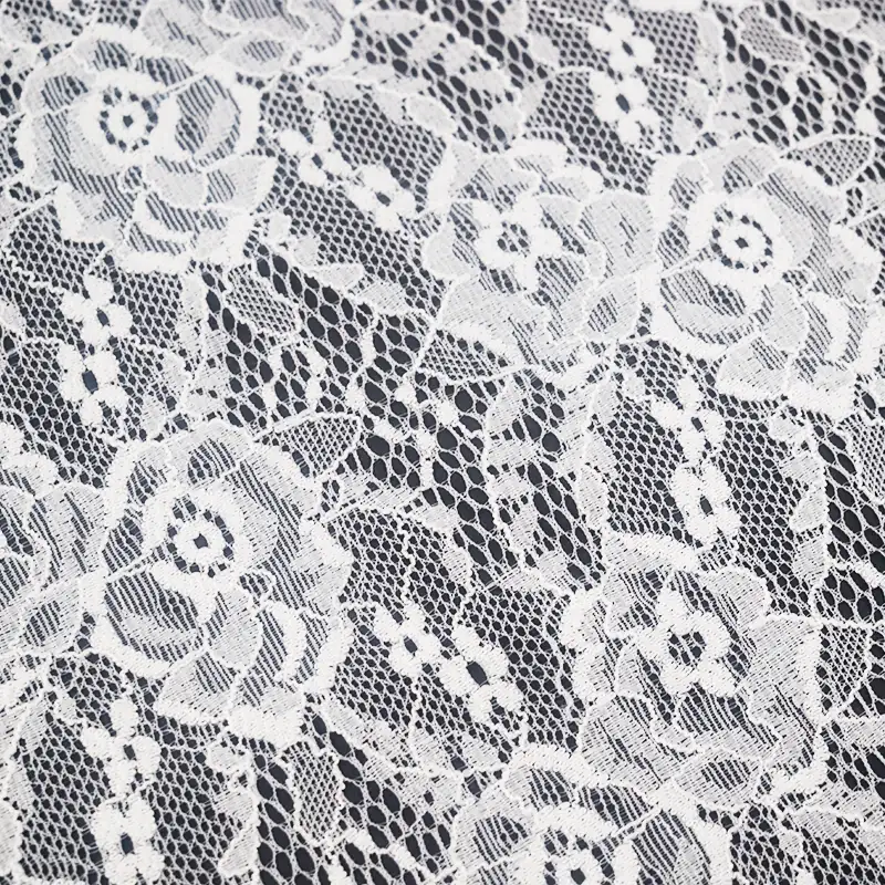 China Fabric for Blouse,Skirt,Shirt Long Sleeve Button ,Dresses (Cardigan Button)  Lace Knit Fabric Nylon Spandex white color buy from China wholesaler bulk order at wholesale price free worldwide shipping Alibaba