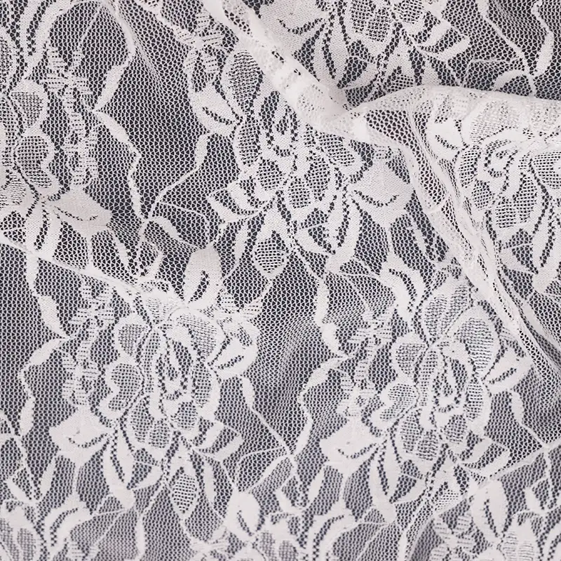 China Fabric for Blouse,Skirt,Shirt Long Sleeve Button ,Dresses (Cardigan Button) ,Skirt  Lace Knit Fabric Nylon Spandex white color buy from China wholesaler bulk order at wholesale price free worldwide shipping Alibaba