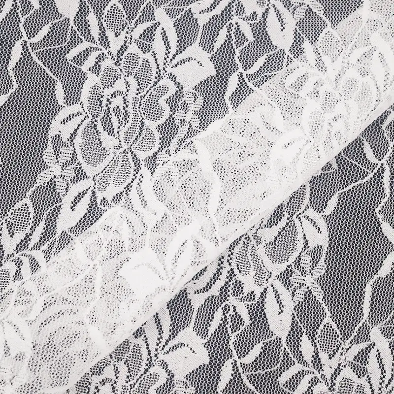 China Fabric for Blouse,Skirt,Shirt Long Sleeve Button ,Dresses (Cardigan Button) ,Skirt  Lace Knit Fabric Nylon Spandex white color buy from China wholesaler bulk order at wholesale price free worldwide shipping Alibaba