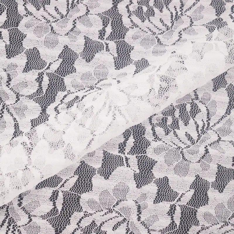 China Fabric for Blouse,Shirt Long Sleeve Button ,T-shirt ,Skirt  Lace Knit Fabric Nylon Spandex white color buy from China wholesaler bulk order at wholesale price free worldwide shipping Alibaba
