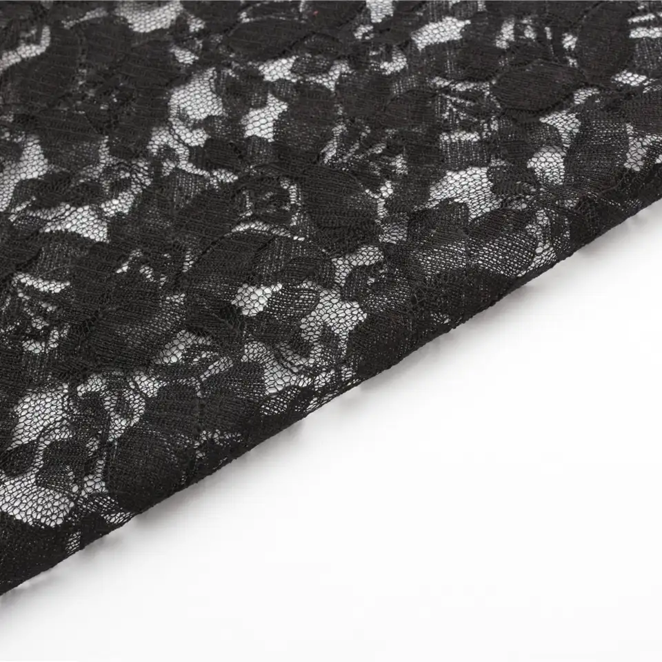 China Fabric for Blouse,Skirt,Shirt Long Sleeve Button ,Dresses (Pullover) ,Skirt  Lace Knit Fabric Polyester black color buy from China wholesaler bulk order at wholesale price free worldwide shipping Alibaba