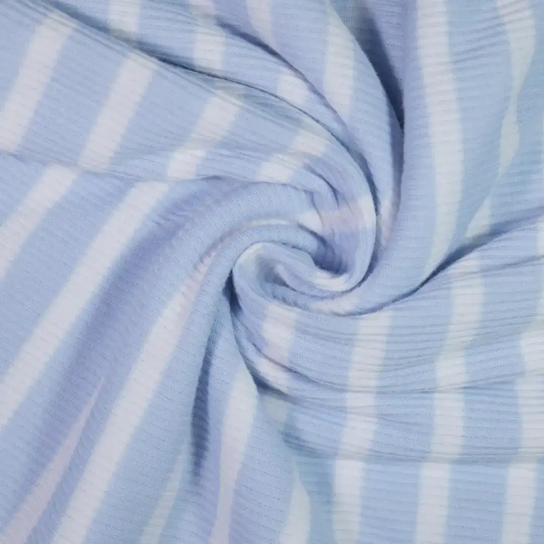 China Fabric for Crop Top Rib Knit Fabric Polyester Spandex yarn-dyed color buy from China wholesaler bulk order at wholesale price free worldwide shipping Alibaba