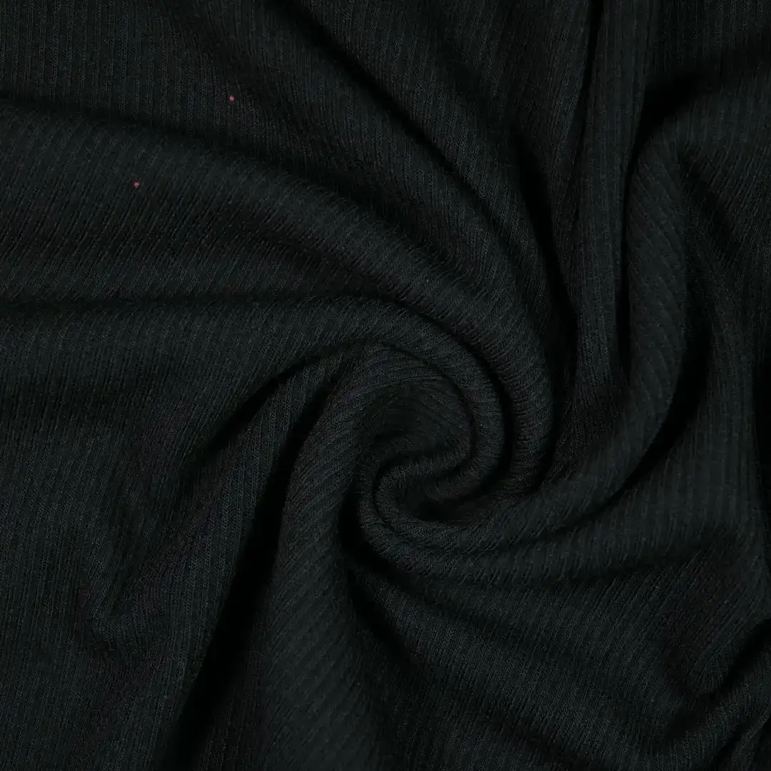 China Fabric for Tank Top,Hoodie Rib Knit Fabric Polyester Spandex black color buy from China wholesaler bulk order at wholesale price free worldwide shipping Alibaba