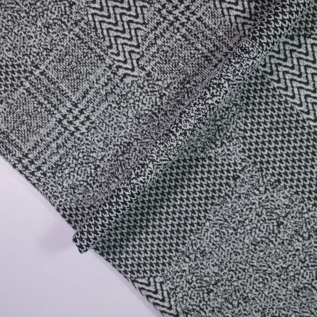 China Fabric for Jackets Jacquard Knit Fabric Polyester Spandex white&black color buy from China wholesaler bulk order at wholesale price free worldwide shipping Alibaba