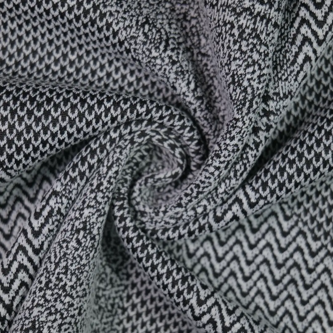 China Fabric for Jackets Jacquard Knit Fabric Polyester Spandex white&black color buy from China wholesaler bulk order at wholesale price free worldwide shipping Alibaba