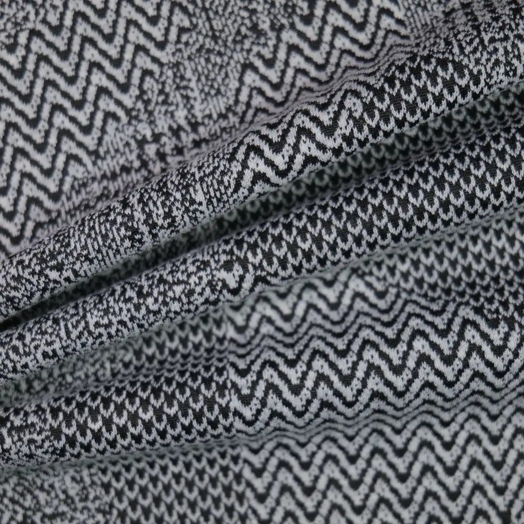 China Fabric for Jackets Jacquard Knit Fabric Polyester Spandex white&black color buy from China wholesaler bulk order at wholesale price free worldwide shipping Alibaba