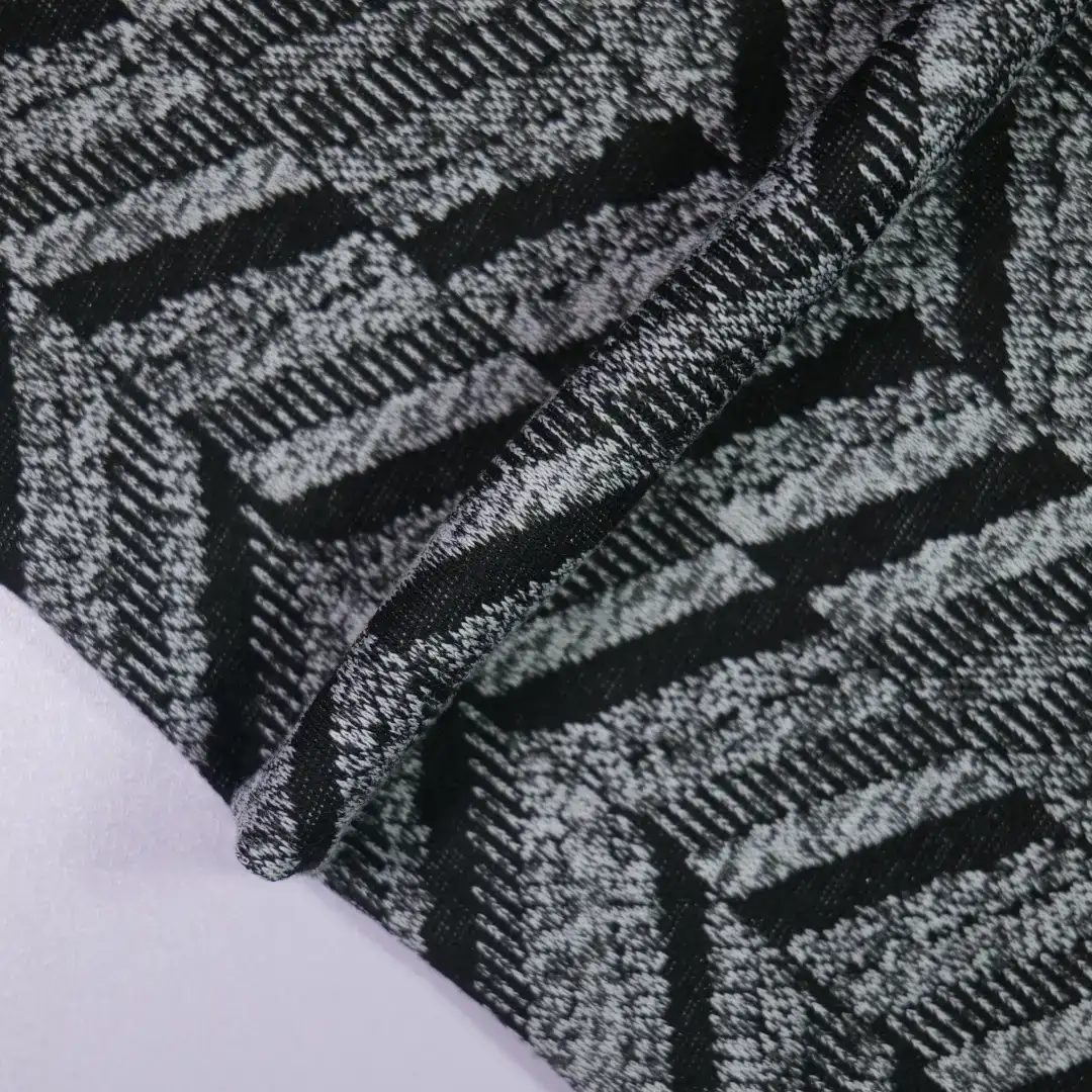 China Fabric for Trench Coat Jacquard Knit Fabric Polyester Rayon Spandex white&black color buy from China wholesaler bulk order at wholesale price free worldwide shipping Alibaba