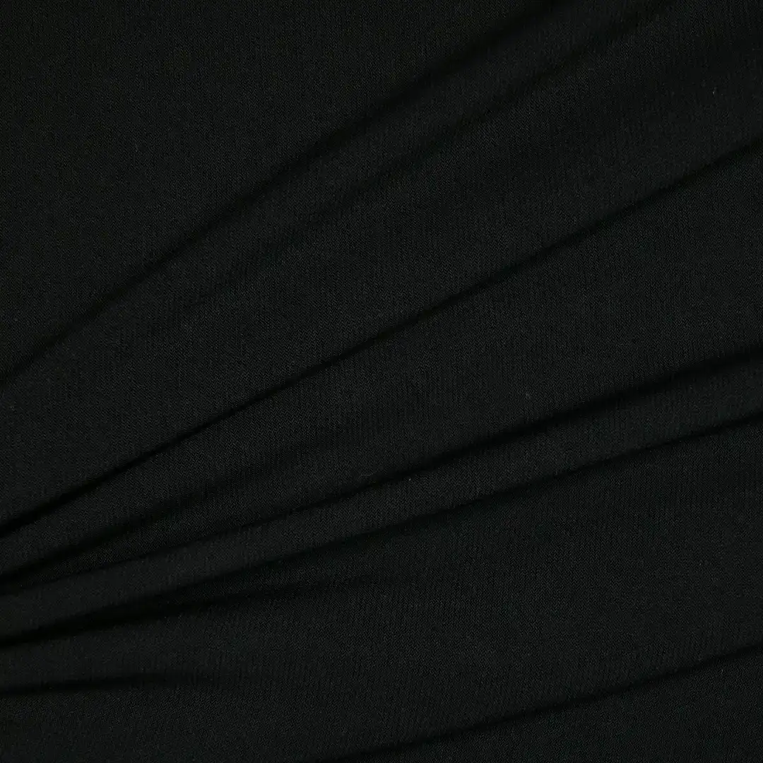 China Fabric for T-Shirt Single Jersey Knit Fabric Polyester Spandex black color buy from China wholesaler bulk order at wholesale price free worldwide shipping Alibaba