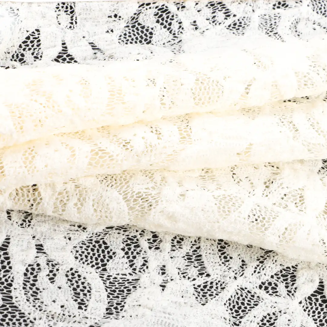 China Fabric for Crop Top,Lingerie,Skirt  Lace Knit Fabric Polyester Spandex CREAM color buy from China wholesaler bulk order at wholesale price free worldwide shipping Alibaba