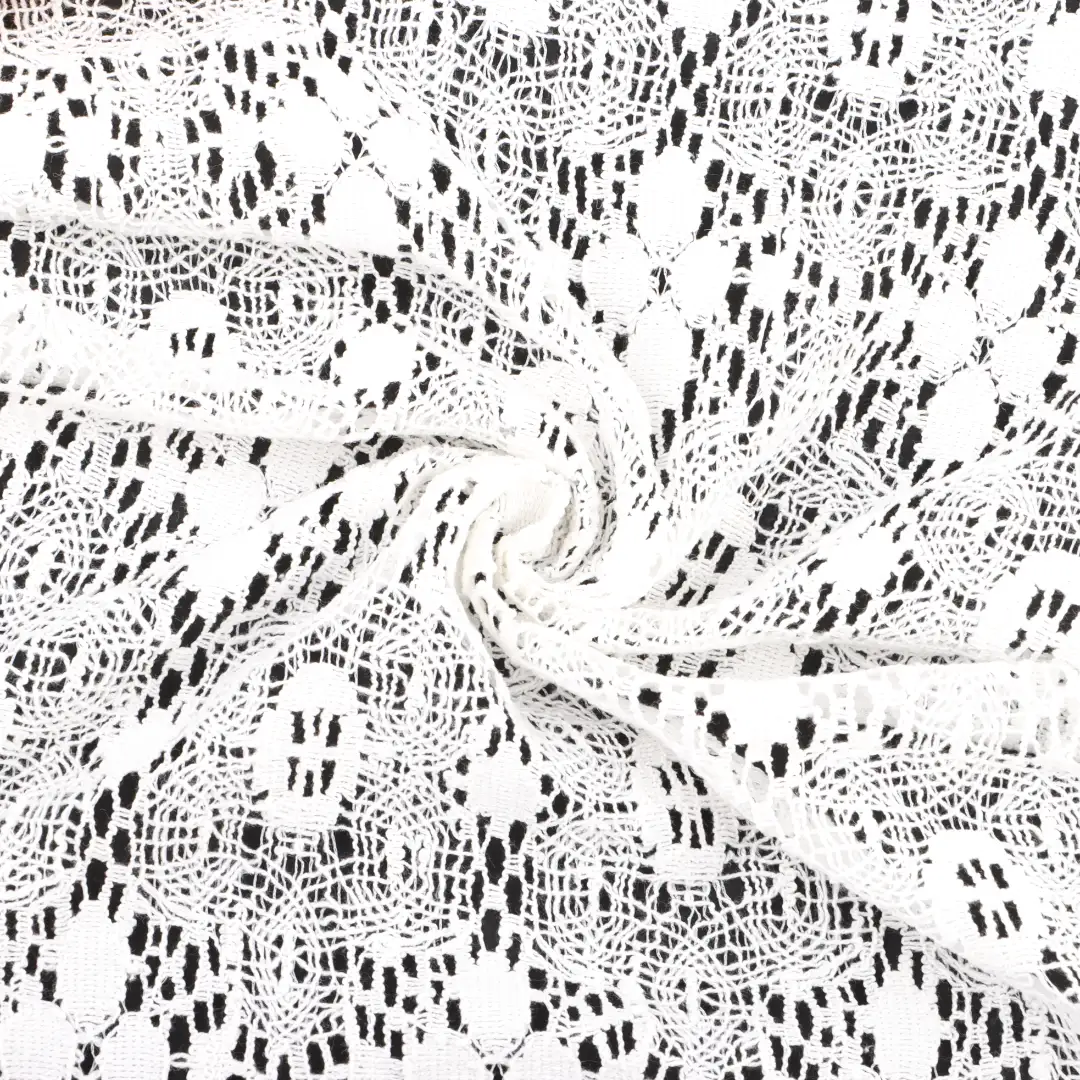 China Fabric for Crop Top,Lingerie,Skirt  Lace Knit Fabric Cotton Nylon white color buy from China wholesaler bulk order at wholesale price free worldwide shipping Alibaba