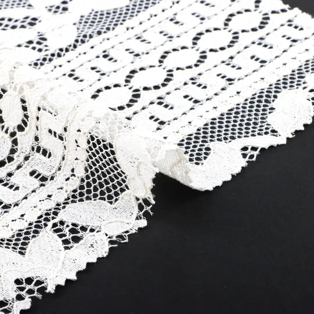China Fabric for Crop Top,Skirt  Lace Knit Fabric Cotton Nylon CREAM color buy from China wholesaler bulk order at wholesale price free worldwide shipping Alibaba