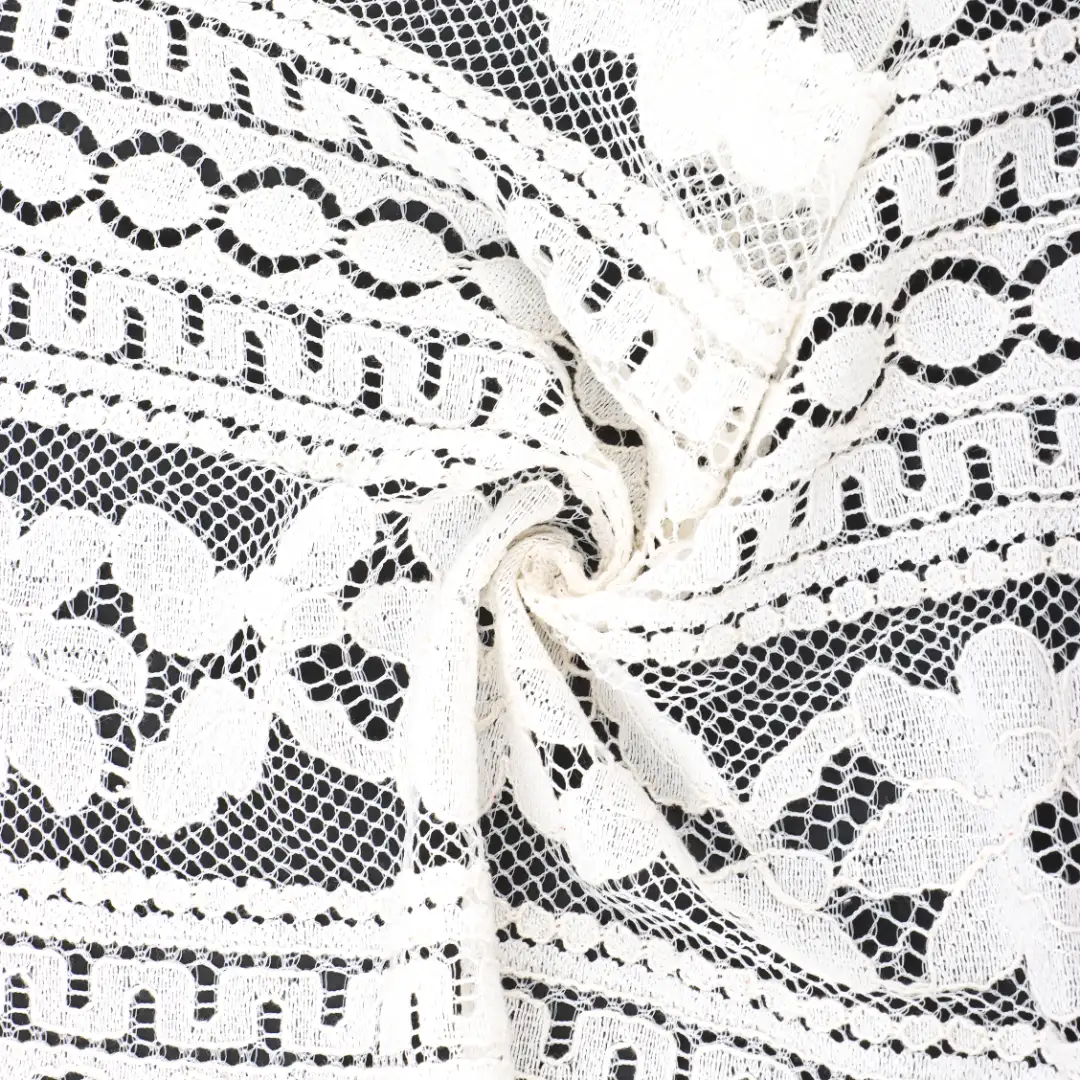 China Fabric for Crop Top,Skirt  Lace Knit Fabric Cotton Nylon CREAM color buy from China wholesaler bulk order at wholesale price free worldwide shipping Alibaba