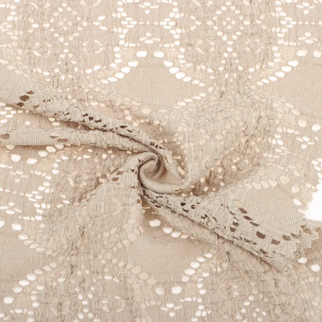 China Fabric for Crop Top,Skirt  Lace Knit Fabric Polyester Spandex Gray color buy from China wholesaler bulk order at wholesale price free worldwide shipping Alibaba