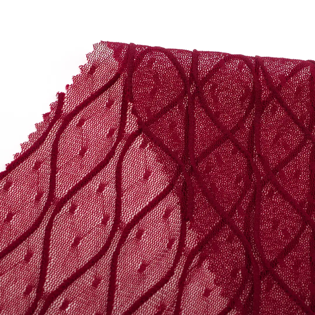 China Fabric for Crop Top,Lingerie,Skirt  Lace Knit Fabric Nylon Spandex Red color buy from China wholesaler bulk order at wholesale price free worldwide shipping Alibaba