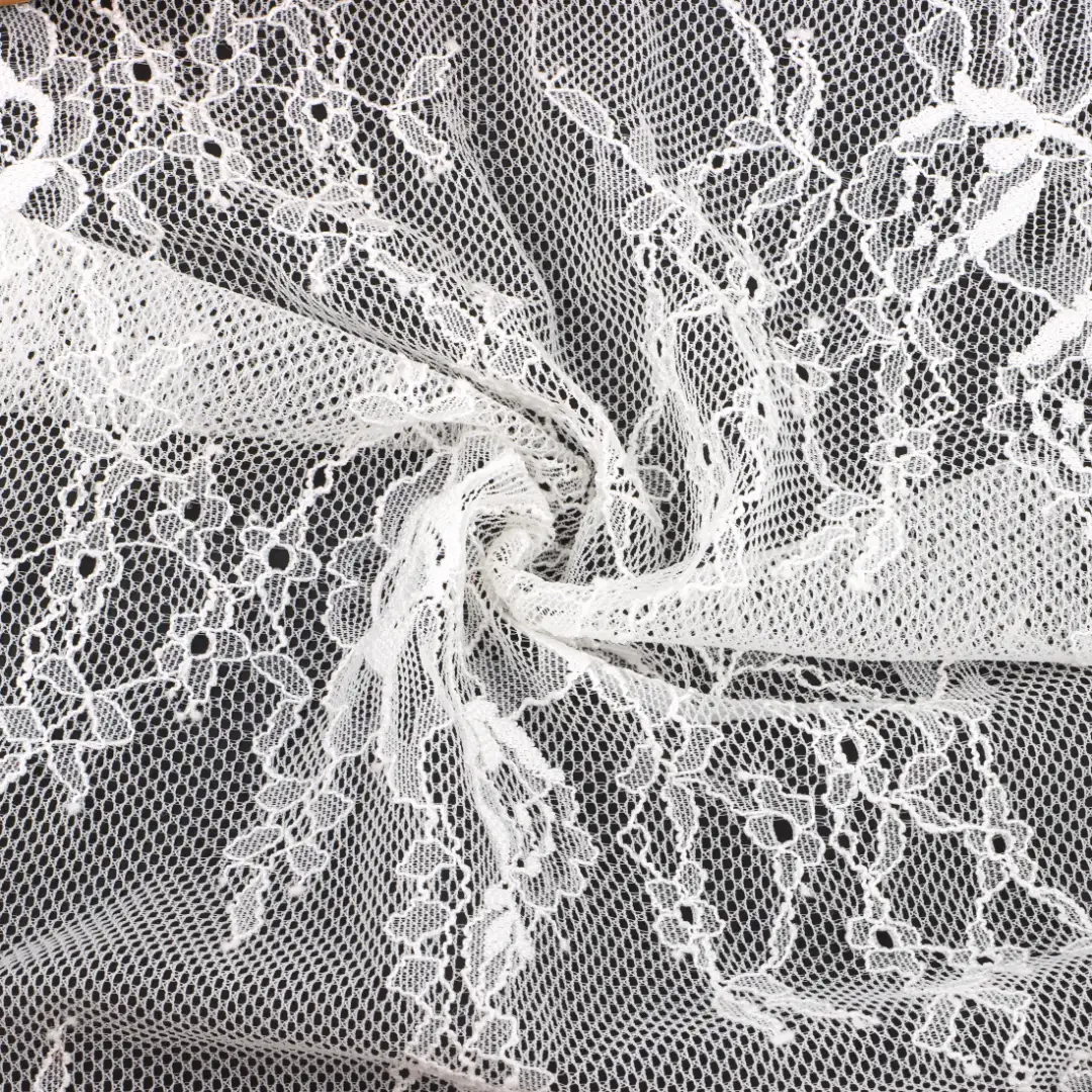 China Fabric for Crop Top,Lingerie,Skirt  Lace Knit Fabric Nylon Spandex white color buy from China wholesaler bulk order at wholesale price free worldwide shipping Alibaba
