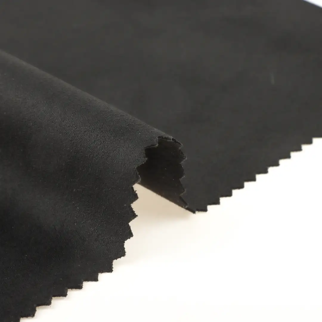 China Fabric for Jackets,Trench Coat,Overcoat,Waist coat Suede Knit Fabric Polyester Spandex Black color buy from China wholesaler bulk order at wholesale price free worldwide shipping Alibaba