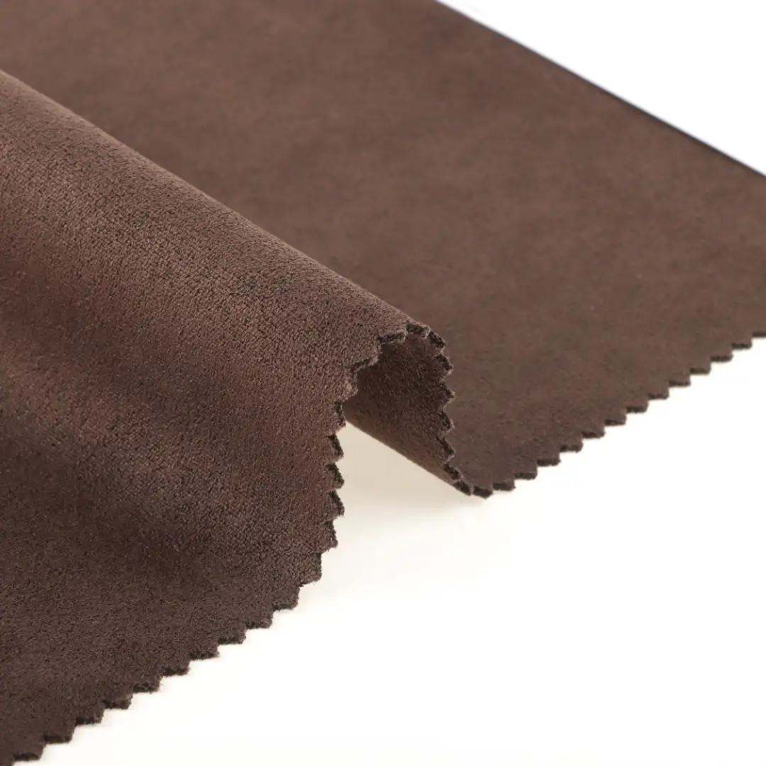 China Fabric for Jackets,Trench Coat,Overcoat,Waist coat Suede Knit Fabric Polyester Spandex Brown color buy from China wholesaler bulk order at wholesale price free worldwide shipping Alibaba