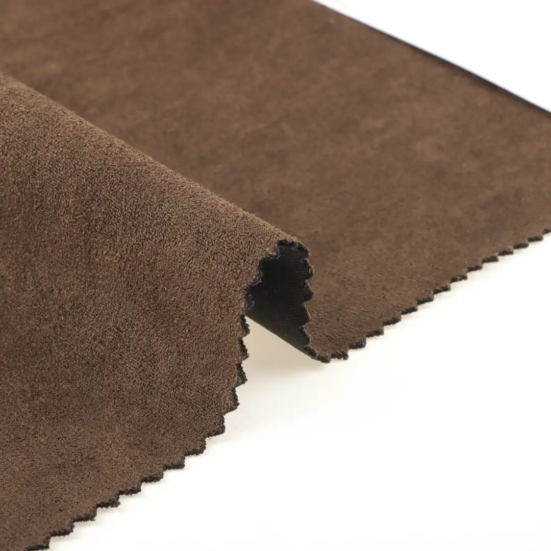 China Fabric for Jackets,Trench Coat,Overcoat,Waist coat Suede Knit Fabric Polyester Spandex sepia color buy from China wholesaler bulk order at wholesale price free worldwide shipping Alibaba