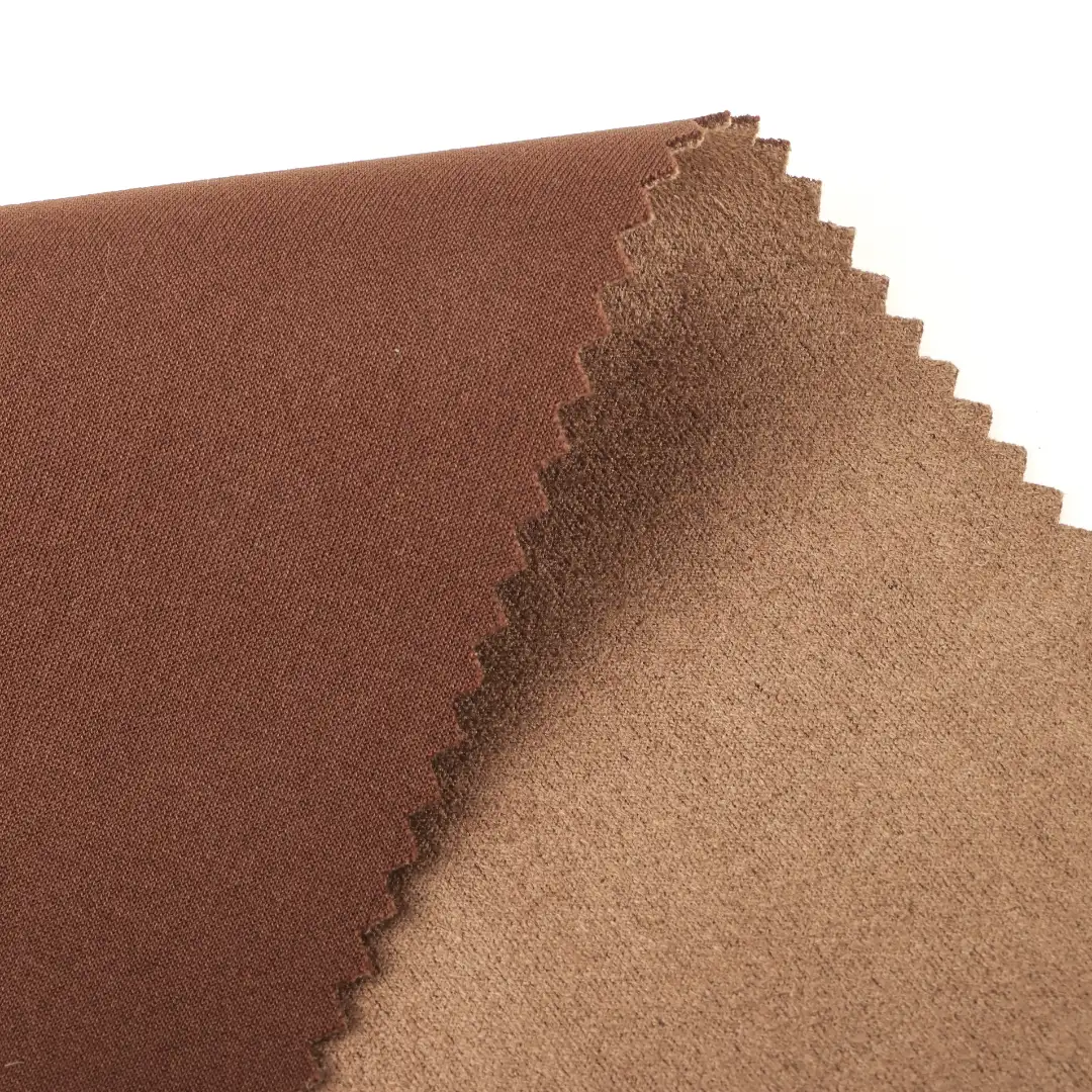 China Fabric for Jackets,Trench Coat,Overcoat,Waist coat Suede Knit Fabric Polyester Spandex camel color buy from China wholesaler bulk order at wholesale price free worldwide shipping Alibaba