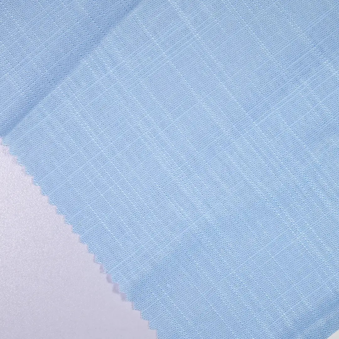 China Fabric for Blouse Slub Fabric Woven Blended Fabric Rayon Linen blue color buy from China wholesaler bulk order at wholesale price free worldwide shipping Alibaba