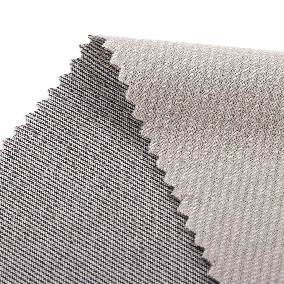 China Fabric for Polo T-shirt ,Sweatshirt Scuba Knit Fabric Wool Cotton Polyester Spandex Gray color buy from China wholesaler bulk order at wholesale price free worldwide shipping Alibaba