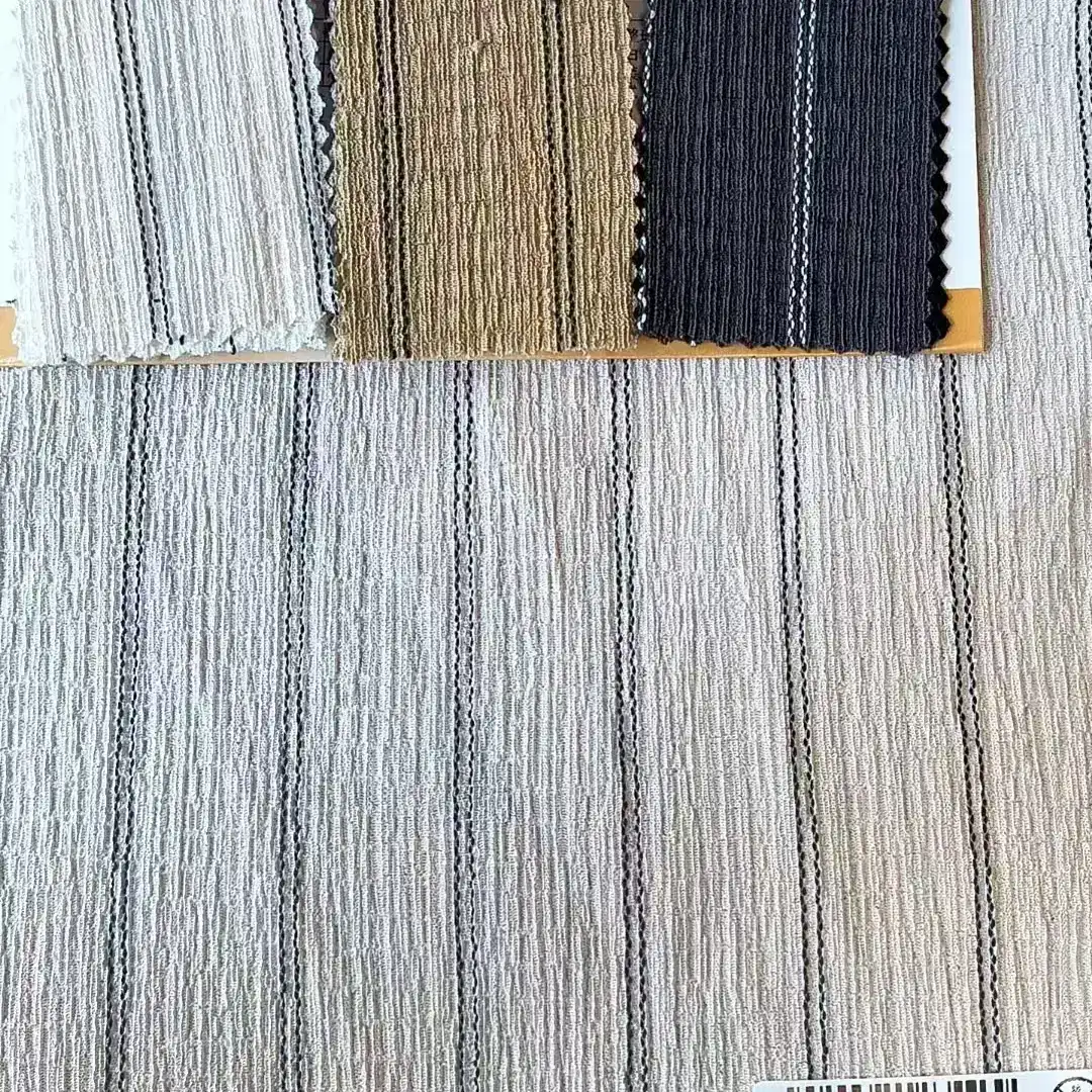China Fabric for Shirt,Pants,Blouse,Crop Top Tricot Knit Fabric Polyester Elastane Recycled Polyester Rayon white black line color buy from China wholesaler bulk order at wholesale price free worldwide shipping Alibaba