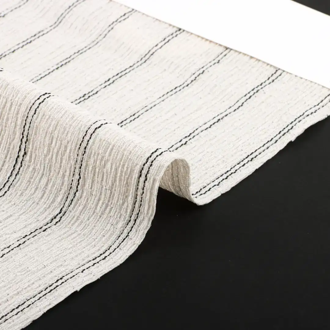 China Fabric for Shirt,Pants,Blouse,Crop Top Tricot Knit Fabric Polyester Elastane Recycled Polyester Rayon white black line color buy from China wholesaler bulk order at wholesale price free worldwide shipping Alibaba