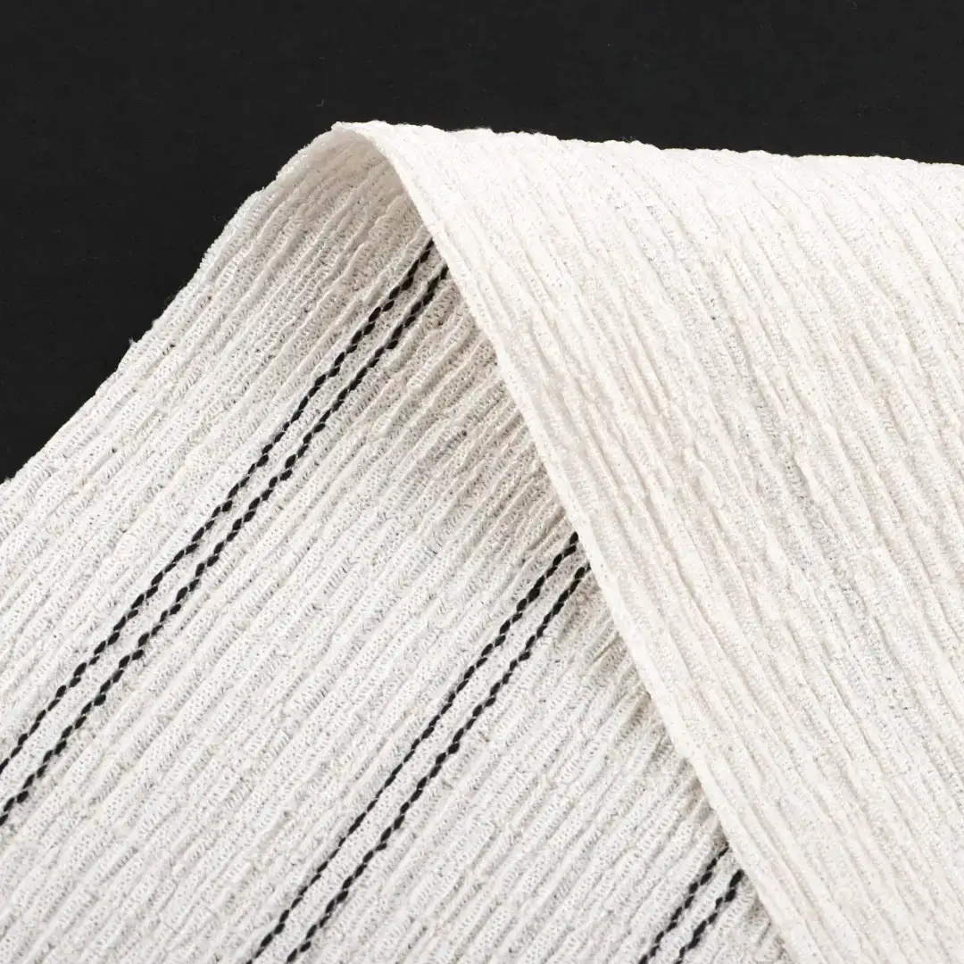 China Fabric for Shirt,Pants,Blouse,Crop Top Tricot Knit Fabric Polyester Elastane Recycled Polyester Rayon white black line color buy from China wholesaler bulk order at wholesale price free worldwide shipping Alibaba