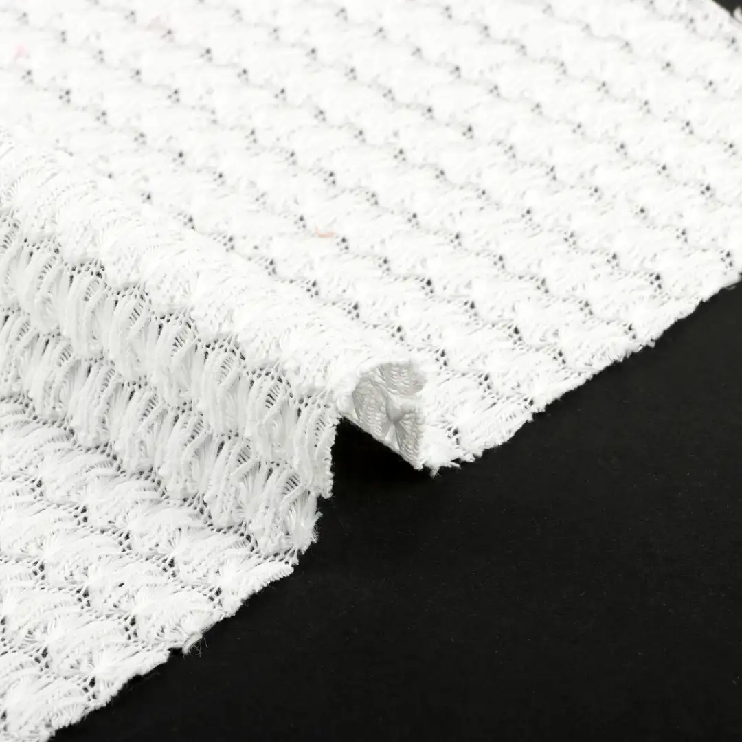 China Fabric for Skirt,Crop Top Pullover (Sweater),Dresses (Pullover) (Sweater) Jacquard Knit Fabric Polyester Spandex white color buy from China wholesaler bulk order at wholesale price free worldwide shipping Alibaba