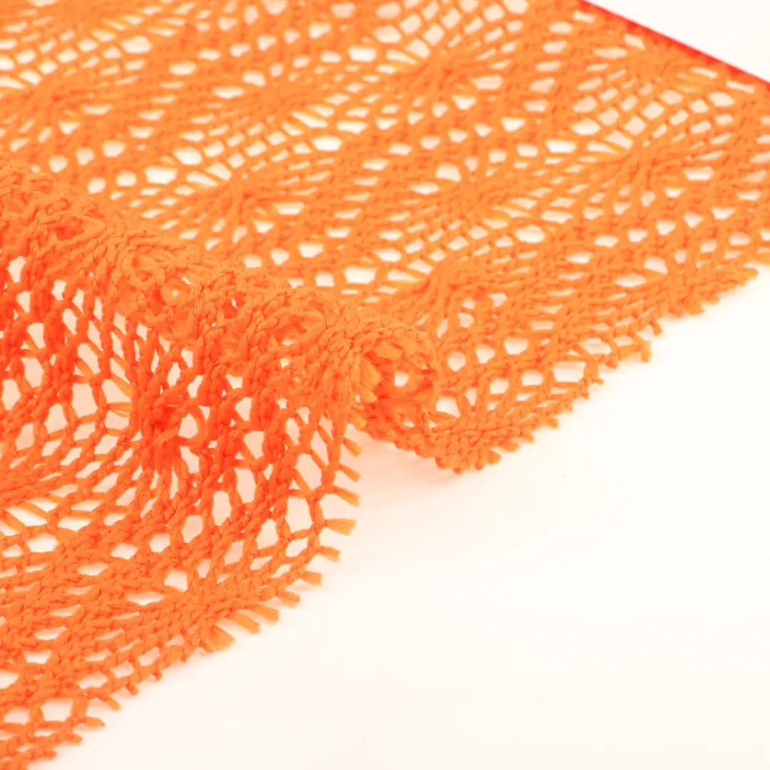 China Fabric for Skirt,Shirt Long Sleeve Button (Sweater),Dresses (Pullover) (Sweater) Mesh Knit Fabric Polyester Orange color buy from China wholesaler bulk order at wholesale price free worldwide shipping Alibaba
