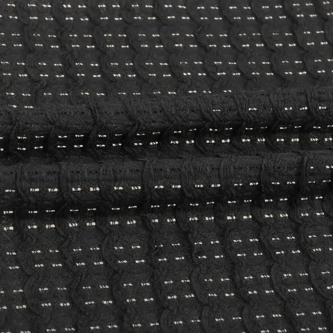 China Fabric for Skirt Jacquard Knit Fabric Polyester Spandex black color buy from China wholesaler bulk order at wholesale price free worldwide shipping Alibaba
