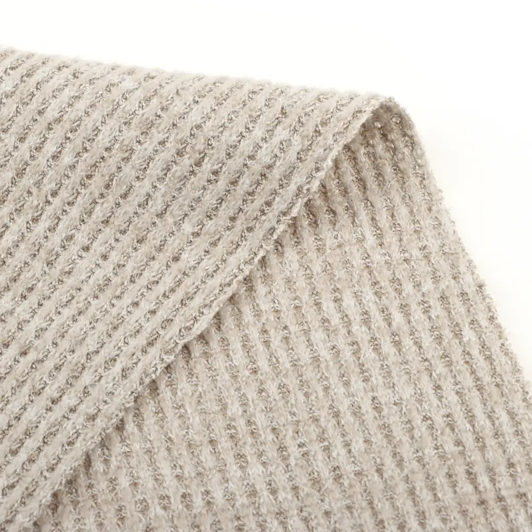 China Fabric for T-Shirt,Skirt,Sweatshirt Waffle Knit Fabric Polyester Spandex Beige color buy from China wholesaler bulk order at wholesale price free worldwide shipping Alibaba